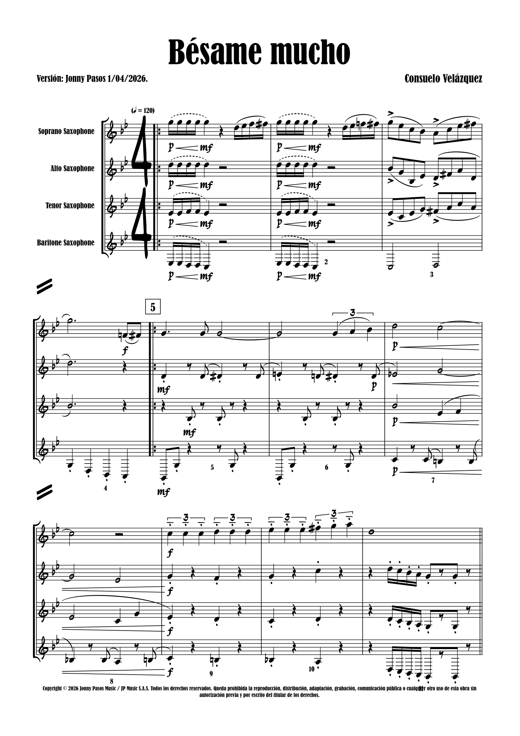 Bésame mucho (Saxofones)