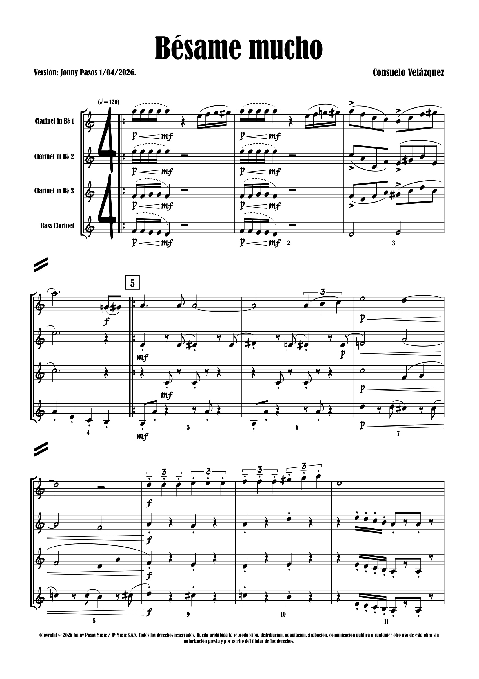 Bésame mucho (Clarinetes)