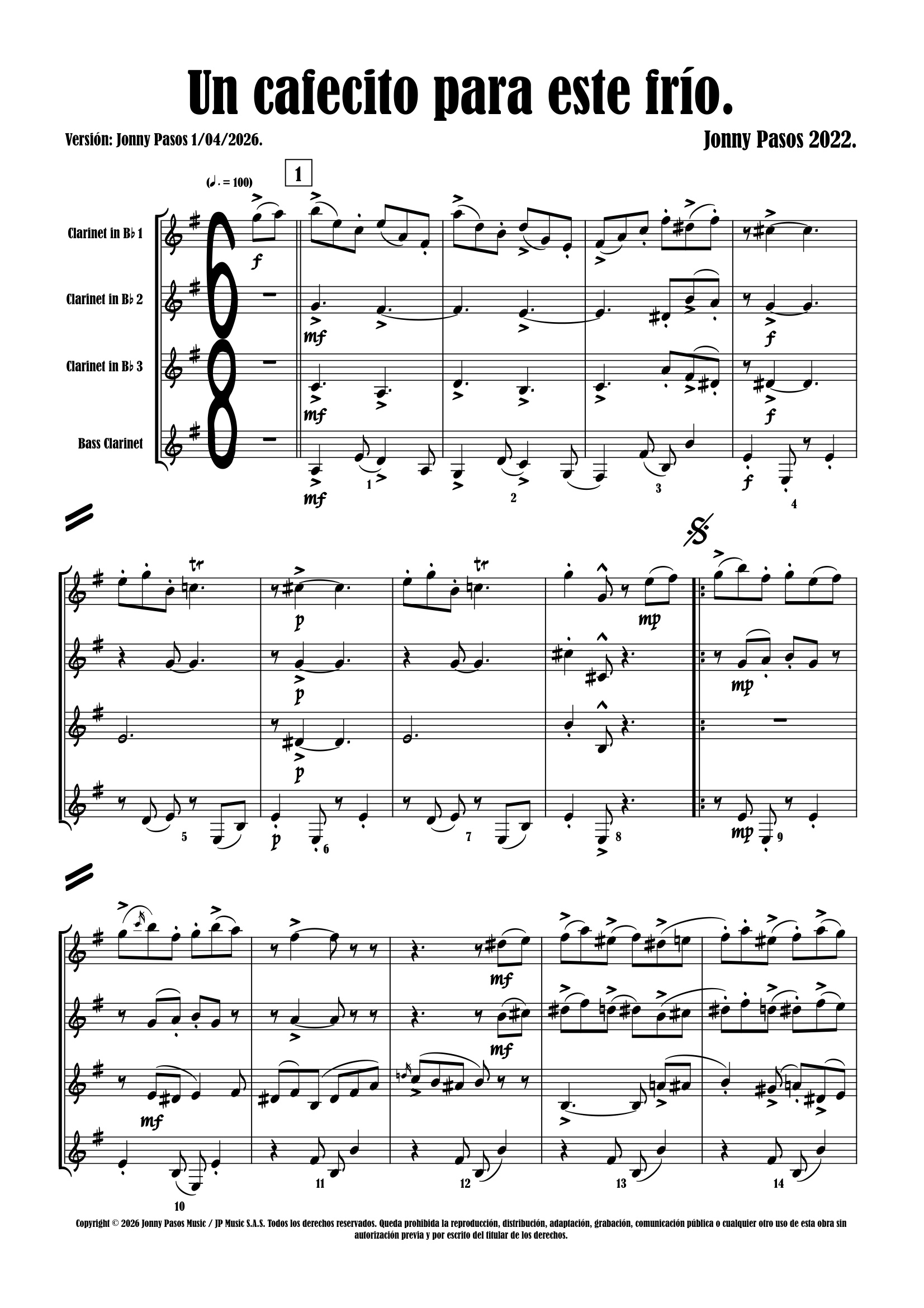 Un cafecito para este frío (Clarinetes)